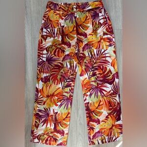 Soho Floral Print Pants in Orange, Pink and Red